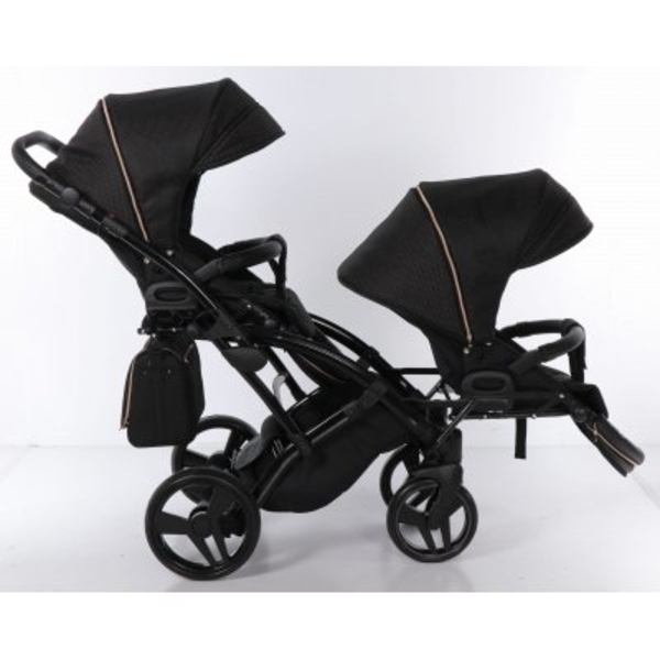 Універсальна коляска для двійні 2 в 1 Junama Mirror Satin Duo Slim 02, чорний з бронзовим (J-MS-DUOs-02) - Pampik - 11