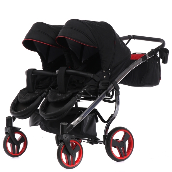Універсальна коляска для двійні 2 в 1 Junama Diamond S-line Duo 01, чорний з червоним (JD-SL-DUO-01) - Pampik - 5