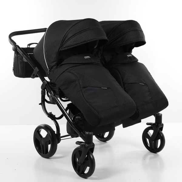 Універсальна коляска для двійні 2 в 1 Junama Mirror Satin Duo 01, чорний з сріблястим (J-MS-DUO-01) - Pampik - 12