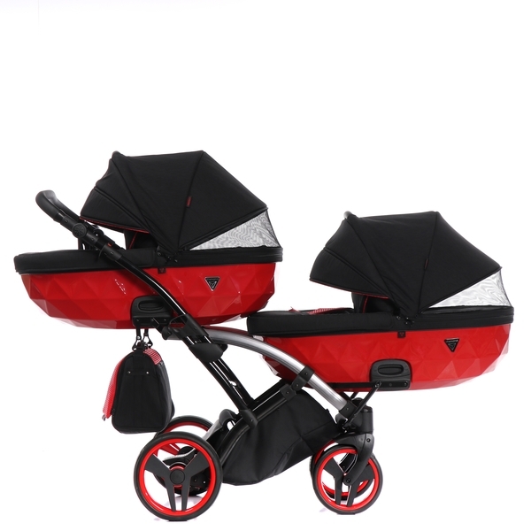 Універсальна коляска для двійні 2 в 1 Junama Diamond S-line Duo Slim 01, чорний з червоним (JD-SL-DUOs-01) - Pampik - 5