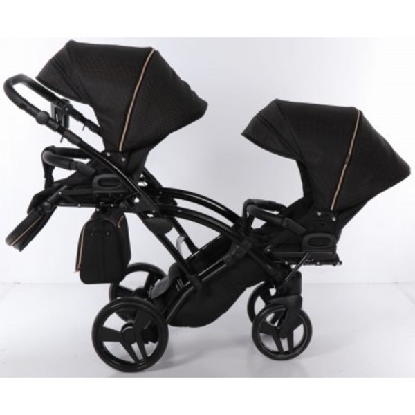 Універсальна коляска для двійні 2 в 1 Junama Mirror Satin Duo Slim 02, чорний з бронзовим (J-MS-DUOs-02) - Pampik - 7