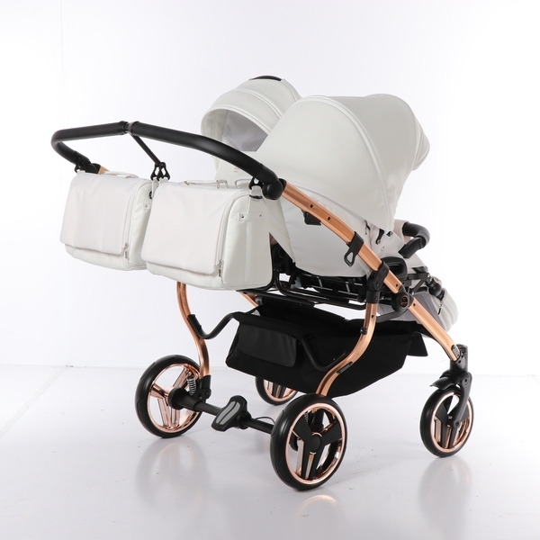 Універсальна коляска для двійні 2 в 1 Junama Mirror Satin Duo 05, білий з бронзовим (J-MS-DUO-05) - Pampik - 10