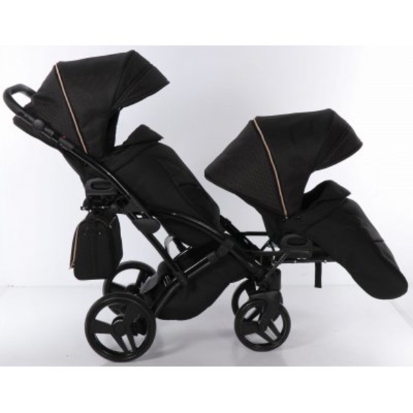 Універсальна коляска для двійні 2 в 1 Junama Mirror Satin Duo Slim 02, чорний з бронзовим (J-MS-DUOs-02) - Pampik - 14
