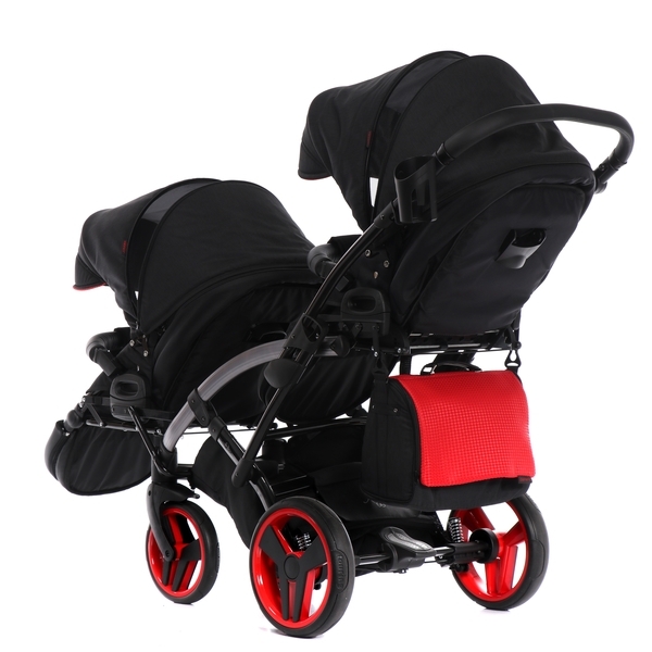 Універсальна коляска для двійні 2 в 1 Junama Diamond S-line Duo Slim 01, чорний з червоним (JD-SL-DUOs-01) - Pampik - 9