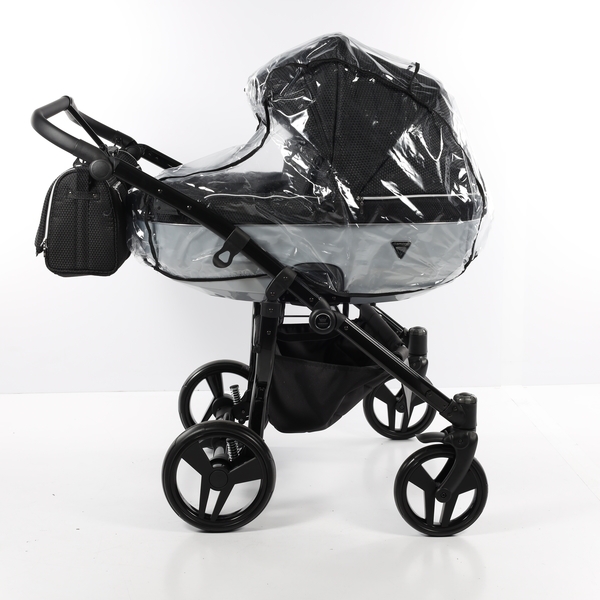 Універсальна коляска для двійні 2 в 1 Junama Mirror Satin Duo 01, чорний з сріблястим (J-MS-DUO-01) - Pampik - 8
