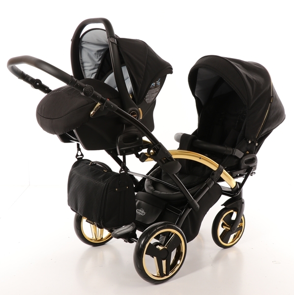 Універсальна коляска для двійні 2 в 1 Junama Diamond S-line Duo Slim 02, чорний (JD-SL-DUOs-02) - Pampik - 8