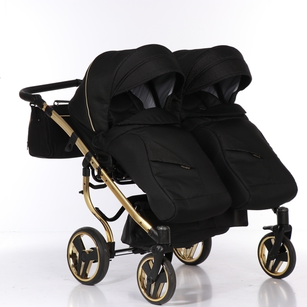 Універсальна коляска для двійні 2 в 1 Junama Mirror Satin Duo 02, чорний з бронзовим (J-MS-DUO-02) - Pampik - 7