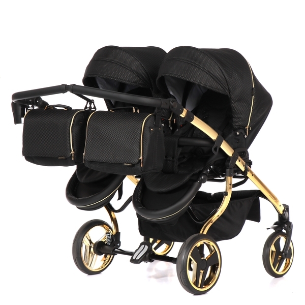 Універсальна коляска для двійні 2 в 1 Junama Mirror Satin Duo 03, чорний з золотим (J-MS-DUO-03) - Pampik - 3