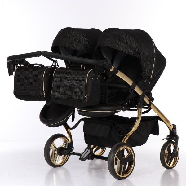 Універсальна коляска для двійні 2 в 1 Junama Mirror Satin Duo 02, чорний з бронзовим (J-MS-DUO-02) - Pampik - 5