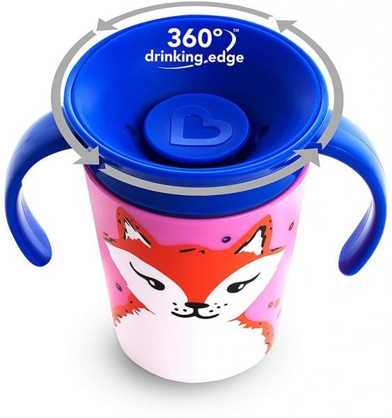 Чашка-непроливайка Munchkin Miracle 360° Trainer cup Лисиця, 177 мл, рожевий з синім (051774) - Pampik - 3