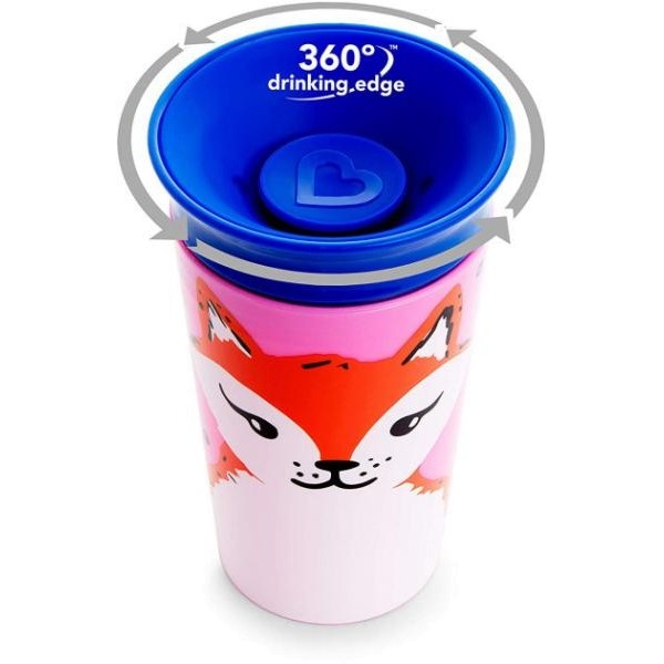 Чашка-непроливайка Munchkin Miracle 360° Sippy Лисиця, 266 мл, рожевий з синім (051777) - Pampik - 2