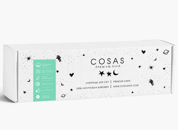 Простирадло на резинці Cosas Зигзаг, ранфорс, 200х90х20 см, білий з сірим - Pampik - 3