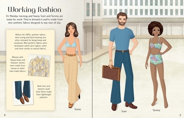 Дитяча книга Usborne Книга з наклейками моди 1970-х, англ. мова - Емілі Боун - Pampik - 2