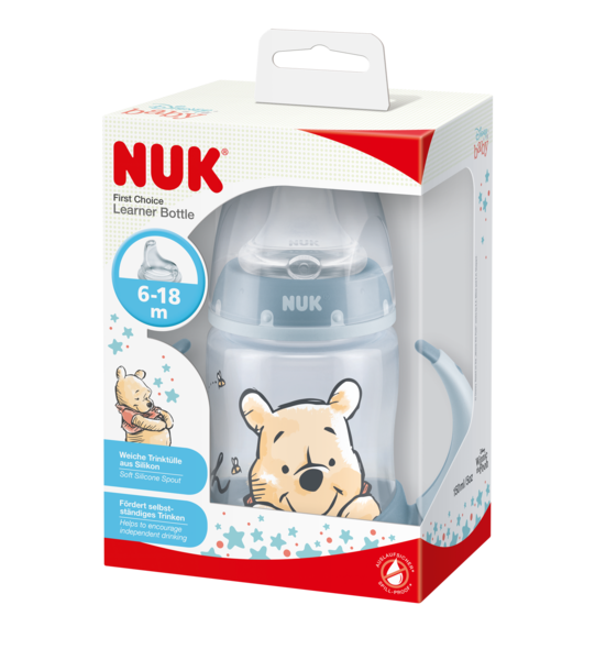 Поїльник з ручками Nuk First Choice Disney, з силіконовою насадкою, 150 мл, синій (10215267/1) - Pampik - 2