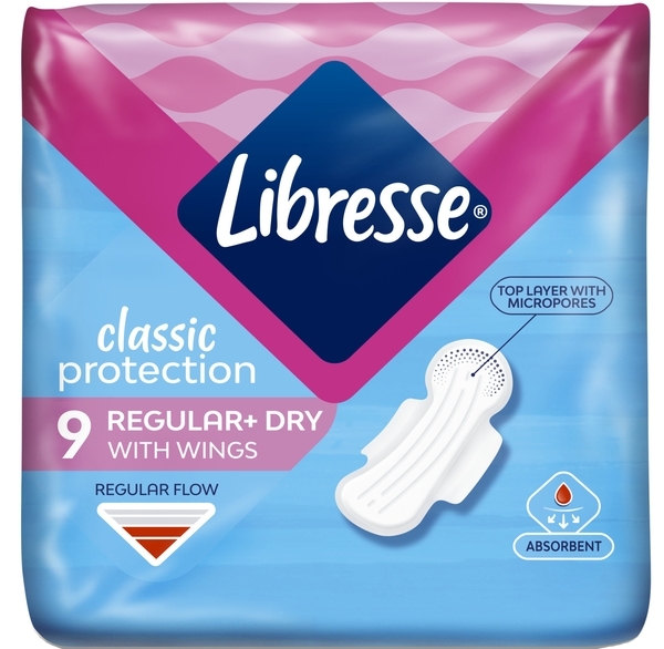 Гігієнічні прокладки Libresse Classic Protection Regular Dry, поверхня сіточка, 9 шт. - Pampik