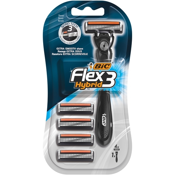 Бритвенный станок BIC Flex 3 Hybrid, с 4 сменными картриджами - Pampik