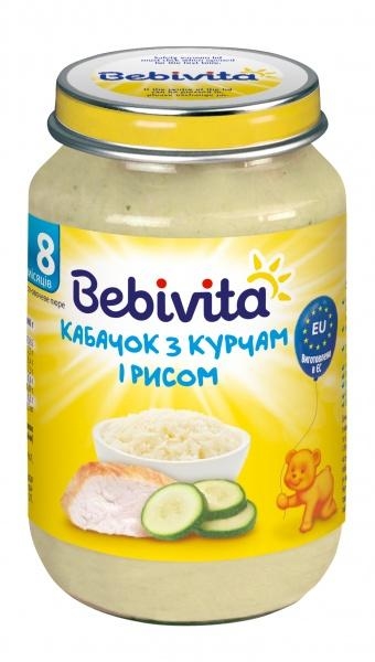 Подарунок. Пюре Bebivita Кабачок з курчам та рисом, 220 г (термін придатності до 14.03.2021) - Pampik