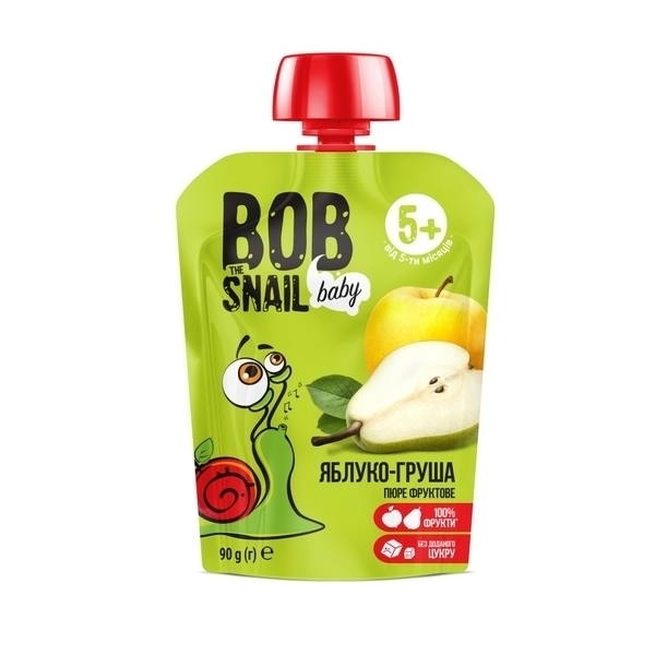 Подарок. Пюре фруктовое Bob Snail Pouch Яблоко-Груша, 90 г - Pampik