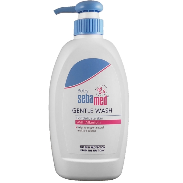 Деликатная эмульсия для умывания для тела и волос Sebamed Extra Soft Ph 5.5 Baby Wash, с помпой, 400 мл - Pampik