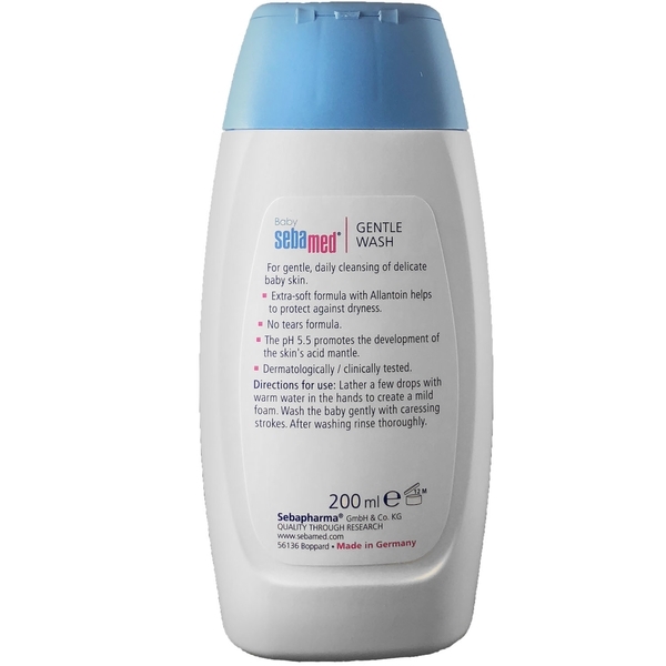 Деликатная эмульсия для умывания для тела и волос Sebamed Extra Soft Ph 5.5 Baby Wash, 200 мл - Pampik - 2