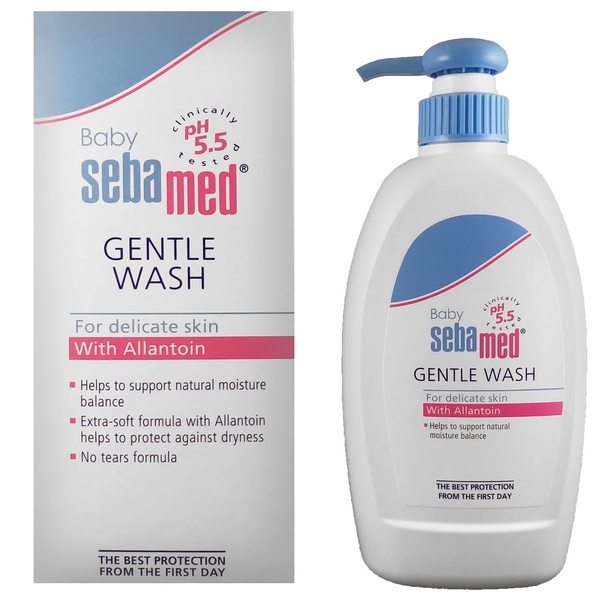 Деликатная эмульсия для умывания для тела и волос Sebamed Extra Soft Ph 5.5 Baby Wash, с помпой, 400 мл - Pampik - 3