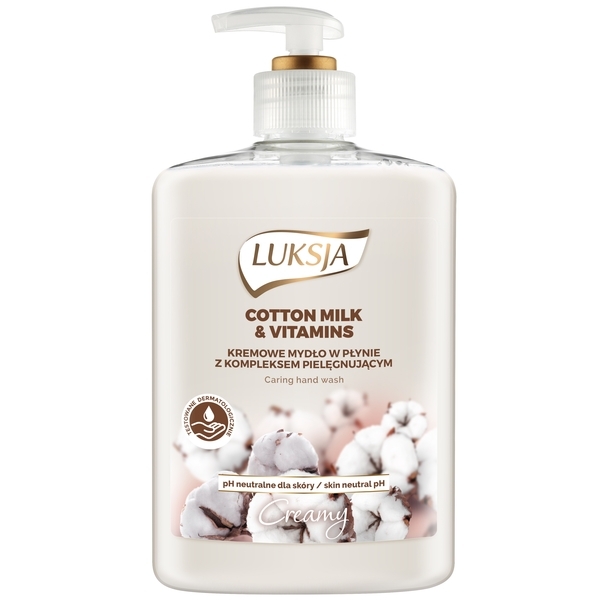 Рідке крем-мило Luksja Cotton Milk & Provitamin B, флакон з помпою, 500 мл - Pampik