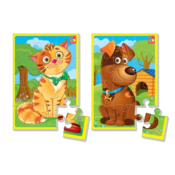 М'які пазли Vladi Toys Кіт та Собака, 12 елементів (VT1103-43) - Pampik
