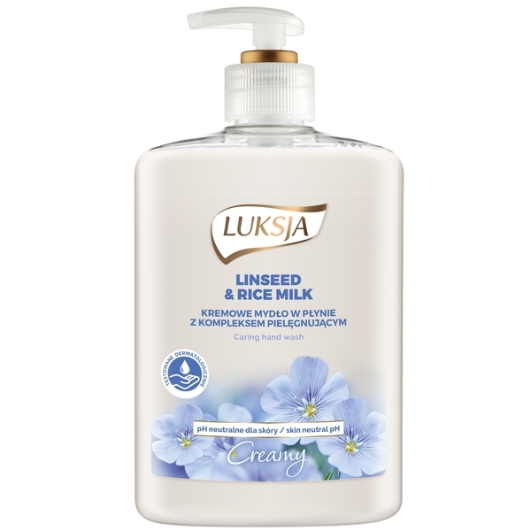Рідке крем-мило Luksja Linseed & Rice Milk, флакон з помпою, 500 мл - Pampik