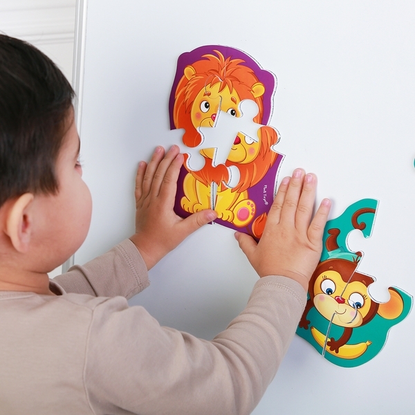 Магнитные бэби пазлы Vladi Toys Львенок и обезьянка, 8 элемнтов (VT3208-11) - Pampik - 3