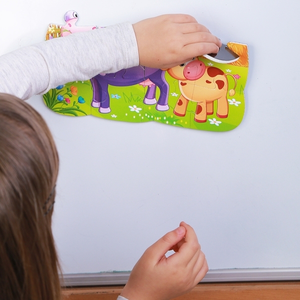 Пазли на магніті Vladi Toys Мої перші ігри Корова та теля, 12 елементів (VT3205-74) - Pampik - 5