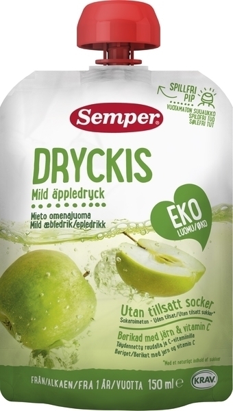Подарок. Напиток органический Semper Dryckis Яблоко, пауч, 150 мл (Срок годности до 8.04) - Pampik