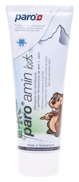 Дитяча зубна паста Esro AG на основі амінофториду 500 ppm paro® amin kids, 75 мл (7.2667) - Pampik