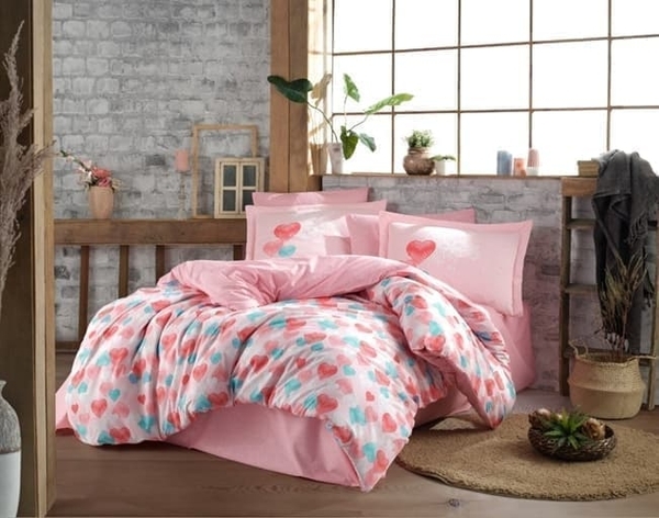 Комплект постельного белья Hobby Poplin Lavida, поплин, 220х160 см, розовый (54452_1,5) - Pampik