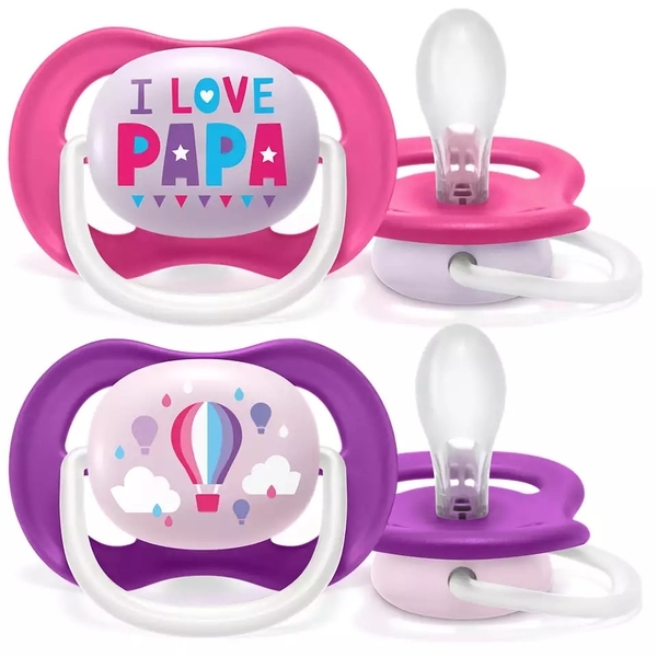 Пустушка Philips Avent Ultra Air I love для дівчинки, 6-18 місяців, 2 шт. (SCF080/04) - Pampik