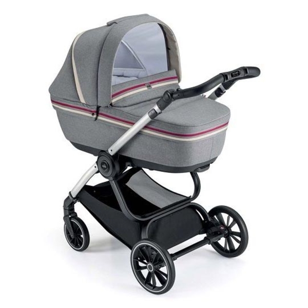 Универсальная коляска 2 в 1 Cam Techno Milano, рама серая, серый с полоской (805T/V99/978/553K) - Pampik
