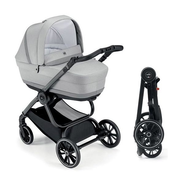 Универсальная коляска 2 в 1 Cam Techno Milano, рама черный карбон, светло-серый (805T/V98/978/555K) - Pampik