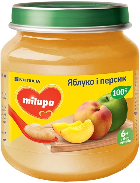Фруктове пюре Milupa Яблуко і персик, 125 г - Pampik