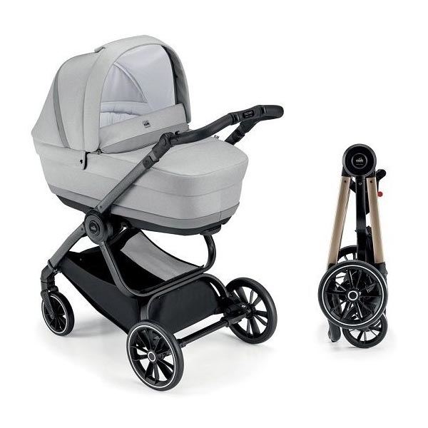 Универсальная коляска 2 в 1 Cam Techno Milano, рама золото, светло-серый (805T/V93/978/555K) - Pampik