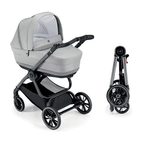 Универсальная коляска 2 в 1 Cam Techno Milano, рама серебро, светло-серый (805T/V94/978/555K) - Pampik
