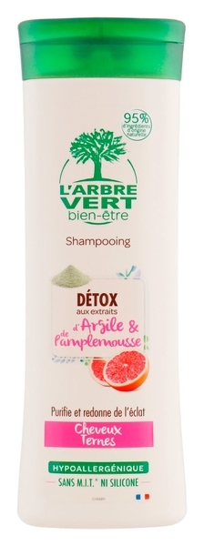 Детокс-шампунь L'Arbre Vert для тусклых волос с экстрактами глины и грейпфрута, 250 мл - Pampik