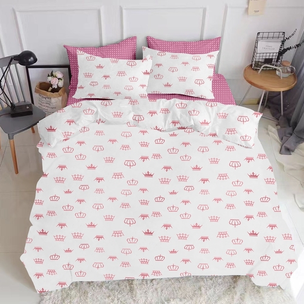 Набор простыней на резинке Cosas, ранфорс-премиум, 200х140 см, розовый с бежевым, 2 шт. - Pampik - 4