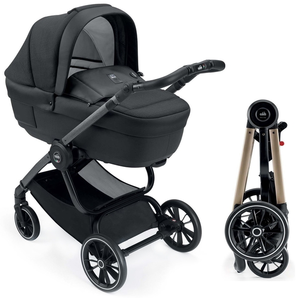 Універсальна коляска 2 в 1 Cam Techno Soul, рама золота, чорний (805T/V93/970/500K) - Pampik