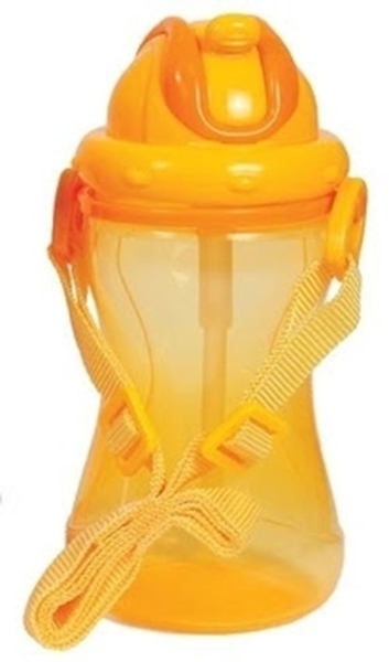 Поїльник-непроливайка Lindo Premium, з силіконовою соломинкою і ремінцем, 9+ міс., 420 мл, синій (А 41 син) - Pampik