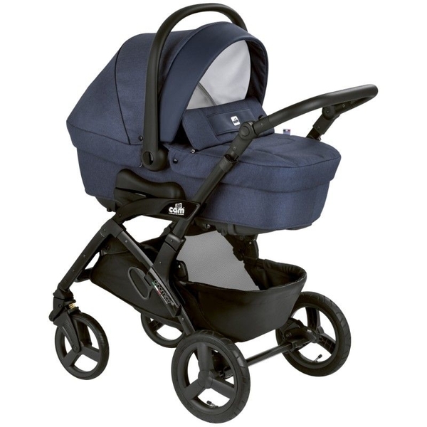 Універсальна коляска 3 в 1 Cam Dinamico UP Smart, рама чорна, темно-синій (897T/V90/990/842K) - Pampik