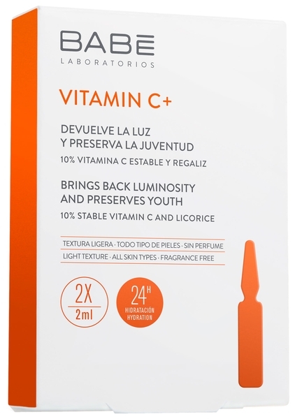 Ампули-концентрат для депігментації з антиоксидантним ефектом Babe Laboratorios Vitamin C+, 2 шт. x 2 мл - Pampik
