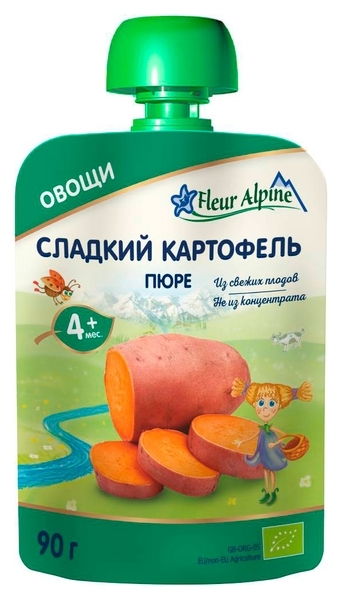 Овочеве пюре Fleur Alpine Органік Солодка картопля, 90 г - Pampik