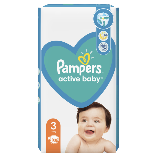 Підгузки на липучках Pampers Active Baby 3 (6-10 кг), 58 шт. - Pampik - 2