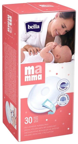 Лактационные вкладыши Bella Mamma, с липкой полоской, 30 шт. - Pampik