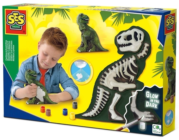 Набор SES Creative для создания гипсовой фигурки Ти-Рекс со скелетом (14206S) - Pampik