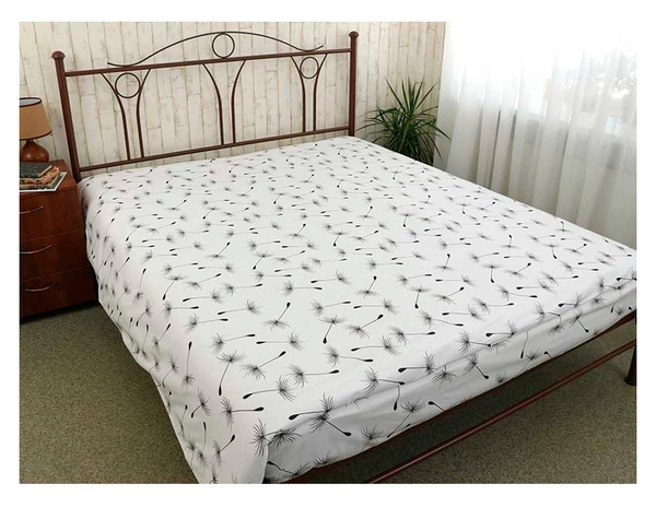 Простыня Руно, Fly White, бязь, 240х220 см, белый с серым (76.114Б_Fly white) - Pampik - 4